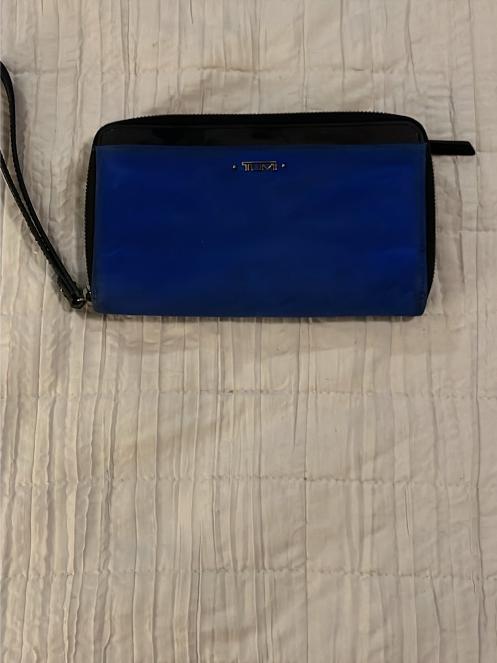 Tumi Blue and Black Wristlet Clutch